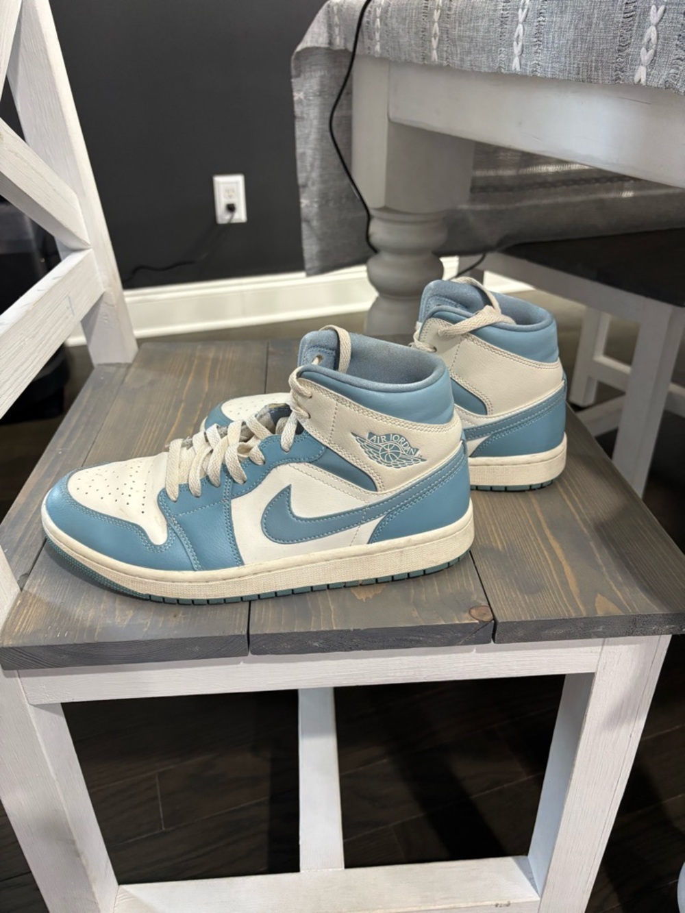 Jordan sneakers in Blue and Cream colorway